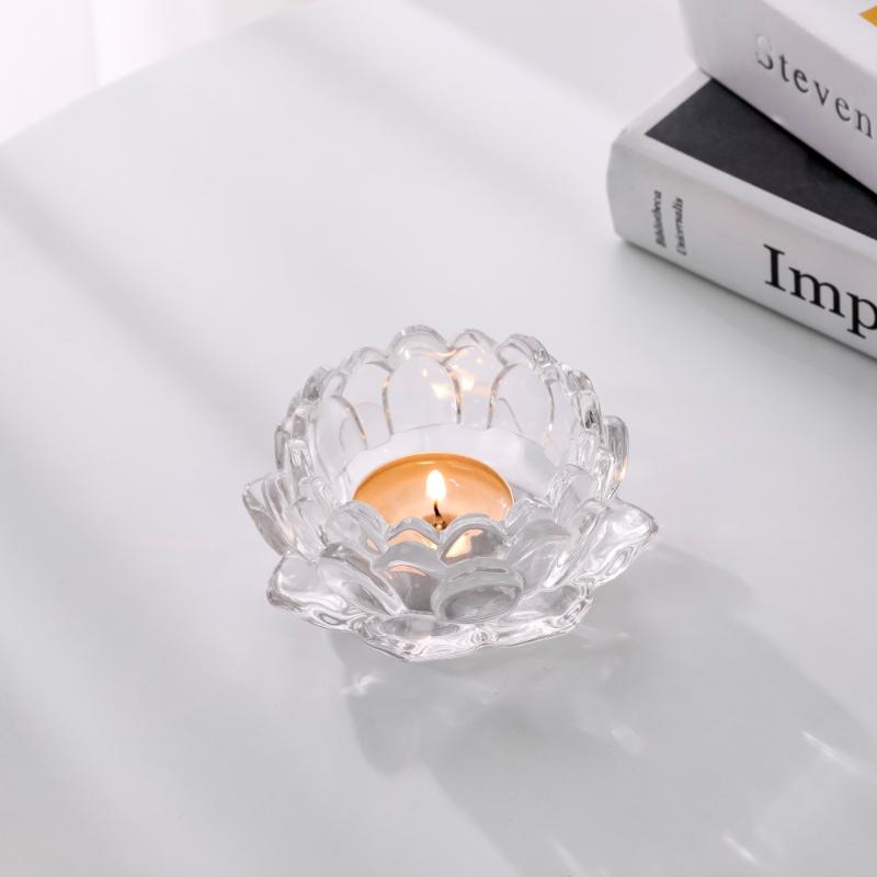 Modern Minimalist Chinese Lotus Glass Candle Holder Home Decor Scented Aromatherapy Vase
