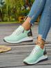 European & American Wedge Heel Fashion Sneakers: Versatile, Plus-Size, Color Block, Thick Sole Casual Shoes for Women