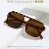 New Retro Women Sunglasses Double Beam Trendy Advanced Design Eyeglasses Square Personalized Large Frame Sun Glasses Uv400