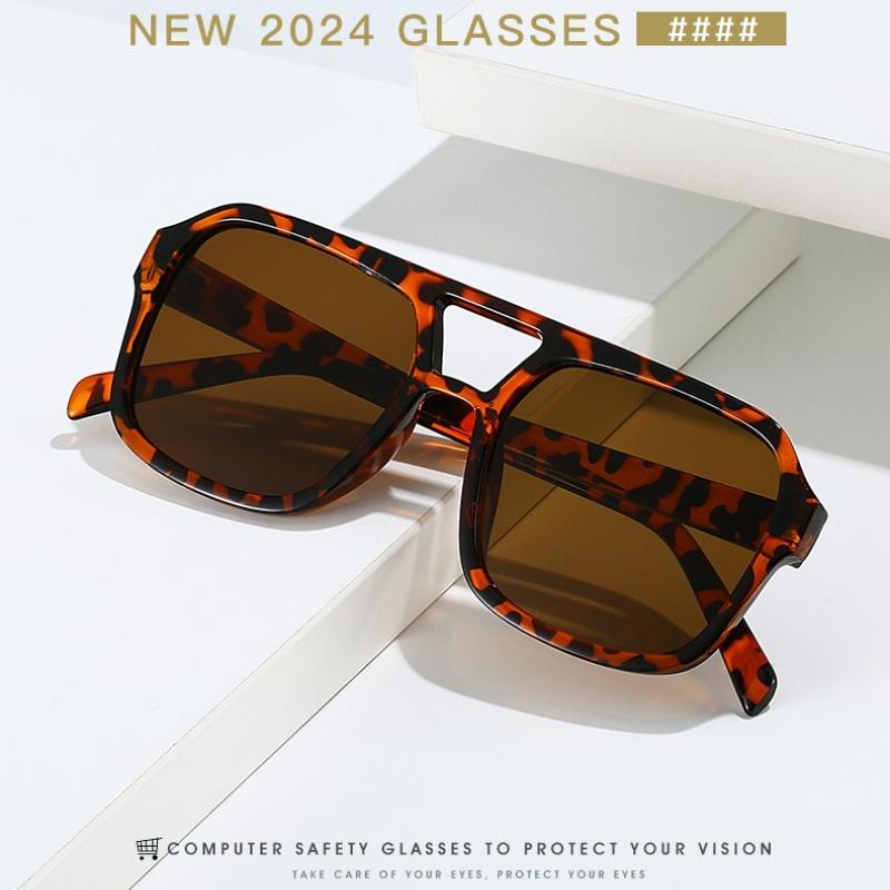 New Retro Women Sunglasses Double Beam Trendy Advanced Design Eyeglasses Square Personalized Large Frame Sun Glasses Uv400