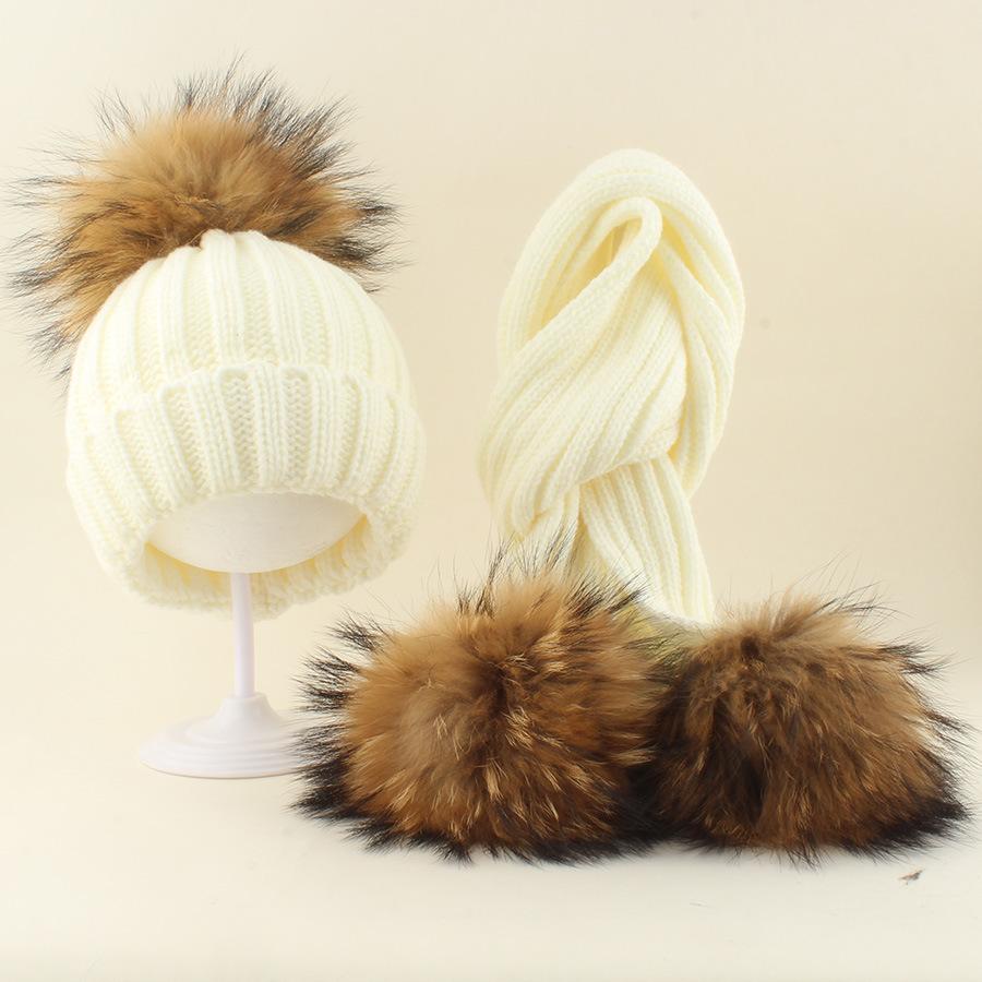 Kids Winter Warm Knitted Set Pom‑pom Hat Scarf Gloves 3‑Pcs Set Or Single Beanie Hat Windproof Ear Protection For Boys Girls Cold Weather Outdoor