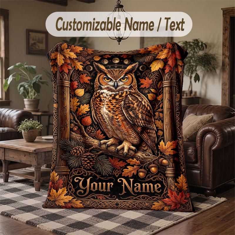 Birds Theme Throw Blanket Custom Name Text Personalized Blanket Soft Cozy Blanket for Home Sofa Bed