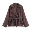 Moda Autunnale Multicolore con Cintura Cappotto Corto Joker Manica Lunga Cappotto Casual Capospalla