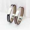 Bohemian Style Men's Leather Bracelet with Customizable Stainless Steel Engraving