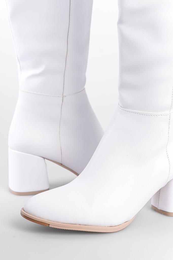 Women Modern Stylish Fashion Boots Boots Faux Leather Oval Toe Side Zipper High Heel Boots