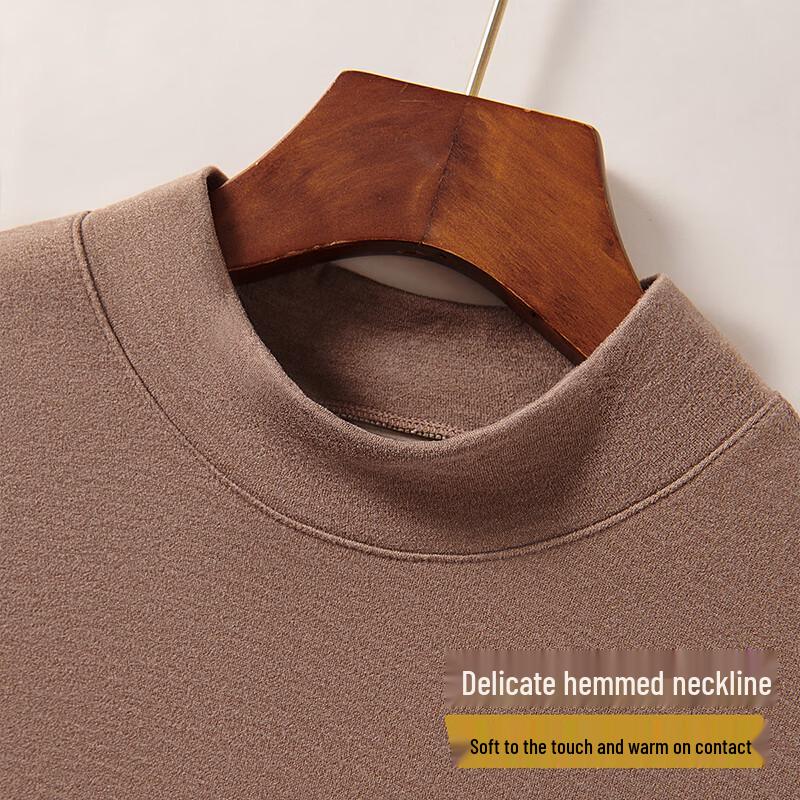 Langsha Men's Half-High Collar Wool Silk Blend Thermal Base Layer