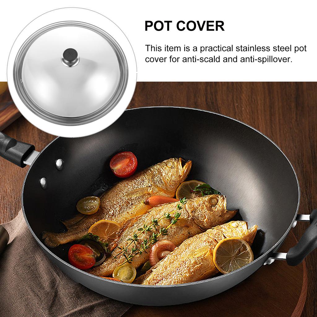 Stainless Steel Pot Lid 34Cm Anti-Scald Cover For Pots Pans Oil Splatter Guard Heat Resistant Cooking Tool Kitchen Gadget