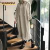 Women's Fashion Casual Solid Color Print Autumn Winter Long Sleeve Hoodie Dress