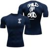 Summer Men Compressed Shirt Sports Quick Drying Fitness T-shirt Tight Faith Inspired" Back Print Jersey - Stretchy Short Sleeve