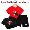 Outdoor Street Motorcycle Rennwagen Muster Druck Nr. 93 Kinder T-Shirt und Shorts 2-teiliges Set Sommer Haus Freizeit Outfit Jungen und Mädchen Sport Set