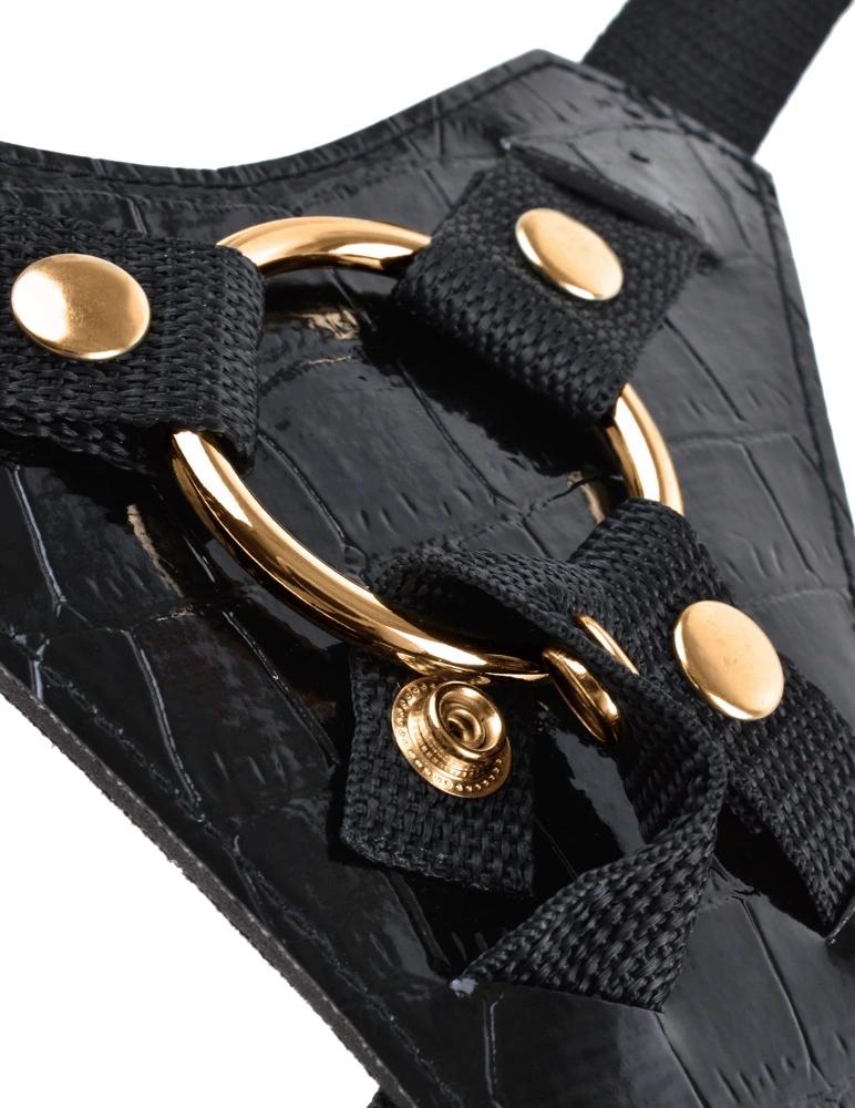 Fetisch Fantasy Gold - Verstellbarer Strap-On mit abnehmbarem goldenem Ringdildo