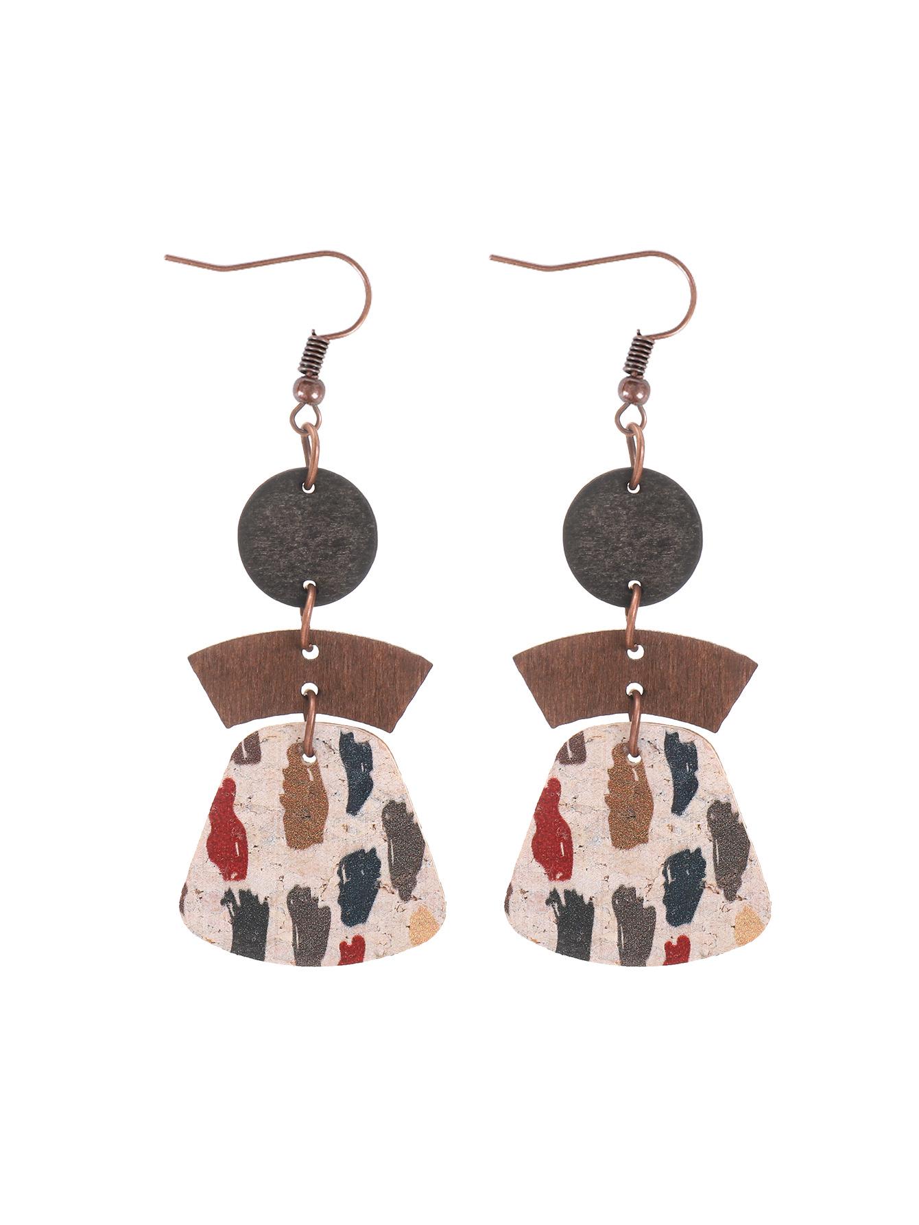 Bohemian Multi-layer Patchwork Geometric Cork Earrings
