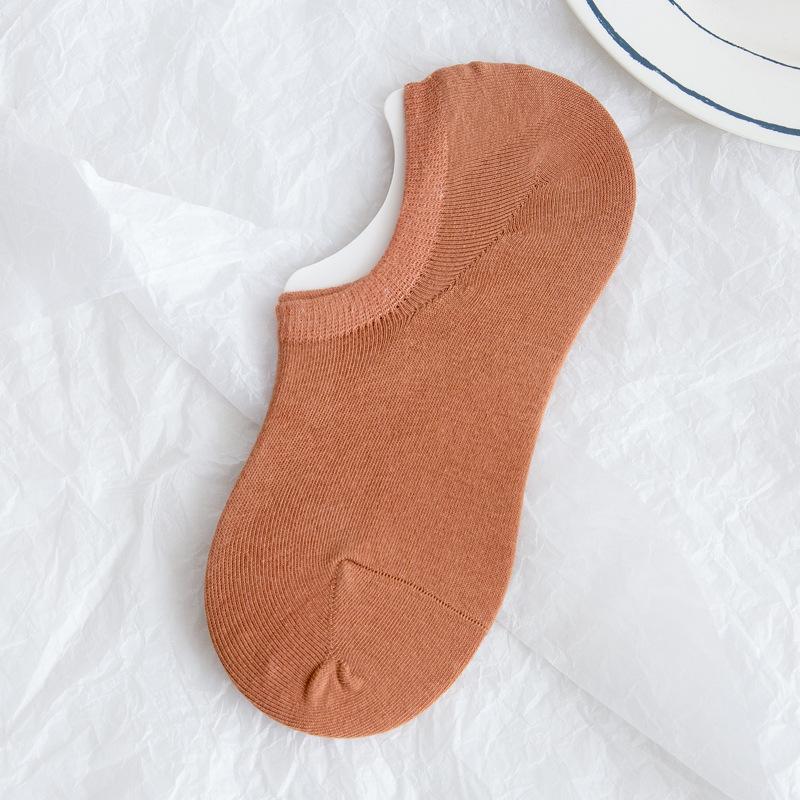 Ladies Spring and Summer Thin Lovely Trend Solid Color Breathable Invisible Cotton Socks