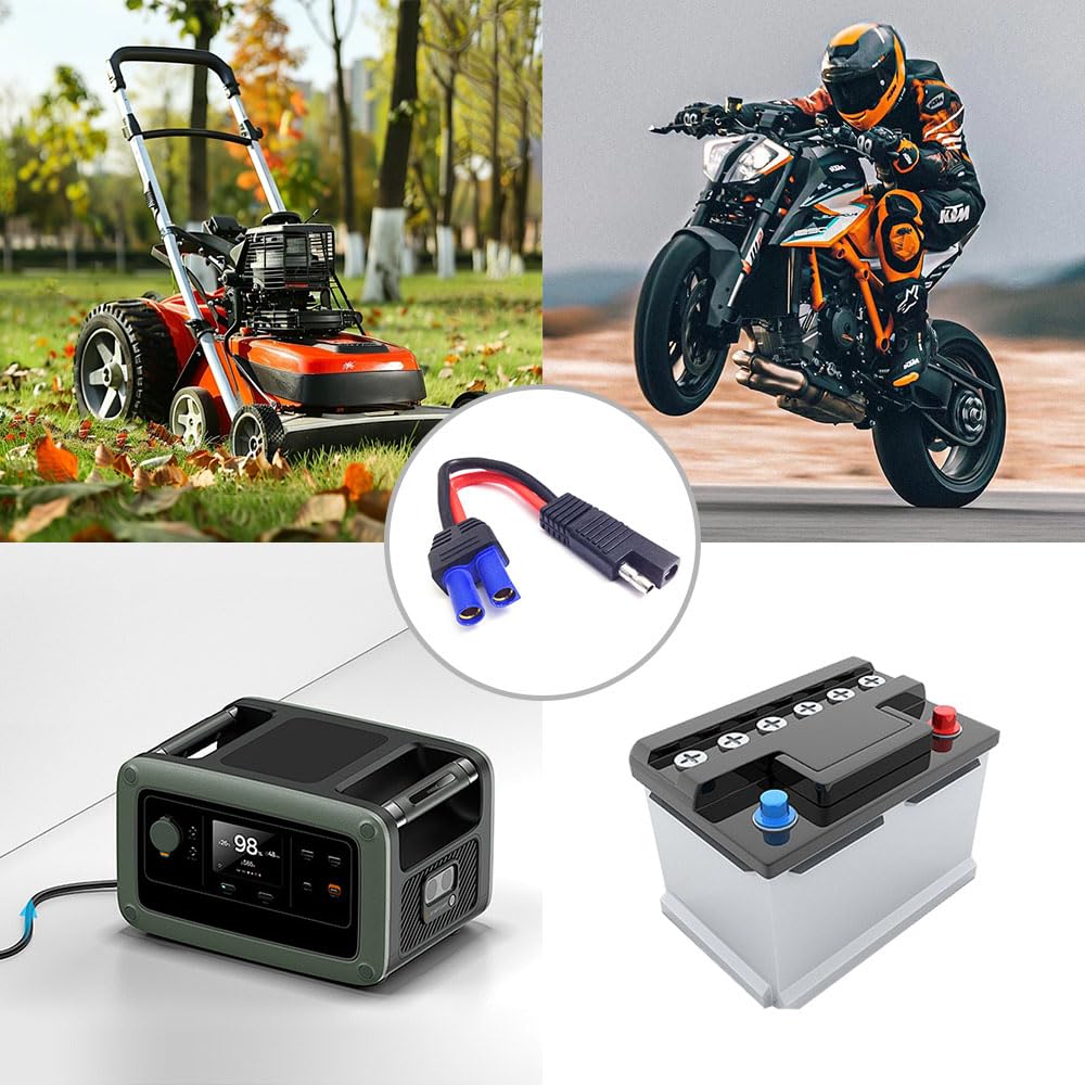 ESJNNK SAE Plug EC5 Cable 15cm 10AWG Female Plug Connector Plug 1-48V Power Adapter