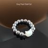 Anello con Perline Gatto: Design Testa di Gatto Bianco e Nero per Donne, Regalo Trendy e Versatile per Amiche.