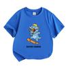 Kids Boys Girls 100% Cotton Crew Neck Short Sleeve T-Shirt, Cool Cartoon Skater Triceratops Dinosaur Skateboard Printed Casual Tees for Toddler Childr
