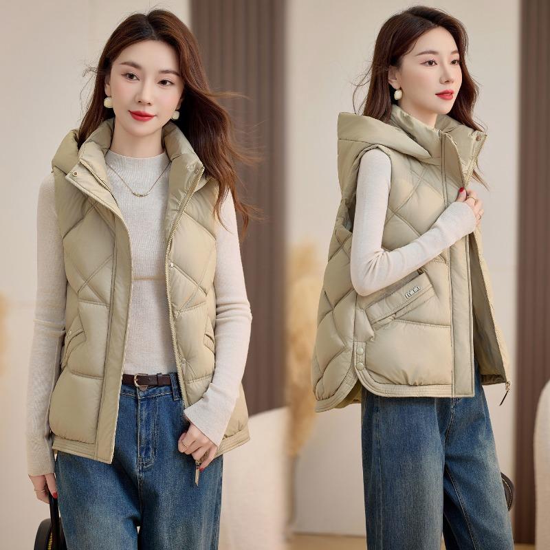 

Осень и зима новый пуховый хлопковый жилет женский маленький с капюшоном свободный короткий жилет теплая куртка жилет XXL