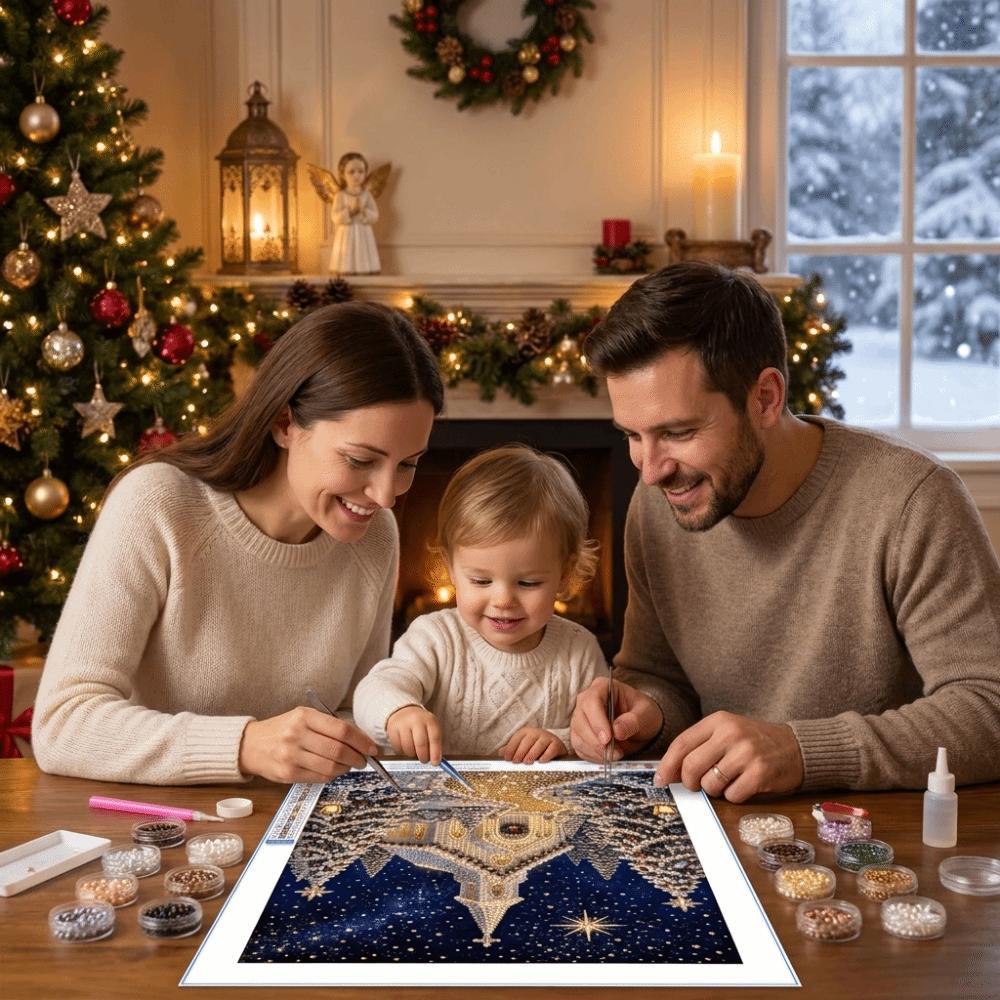 Nativity Scene Christmas Night Scene Pearl Painting Kit Handmade Pearl Art Craft Kit  Home Decor
