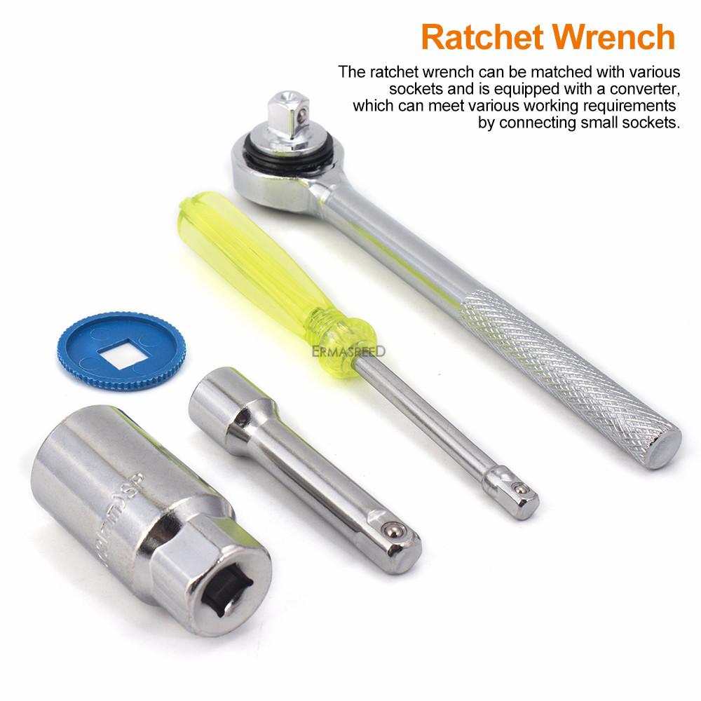 Cheie cu clichet 1/4" 3/8" DR, cheie tubulară multifuncțională pentru repararea motocicletelor, bicicletelor și mașinilor