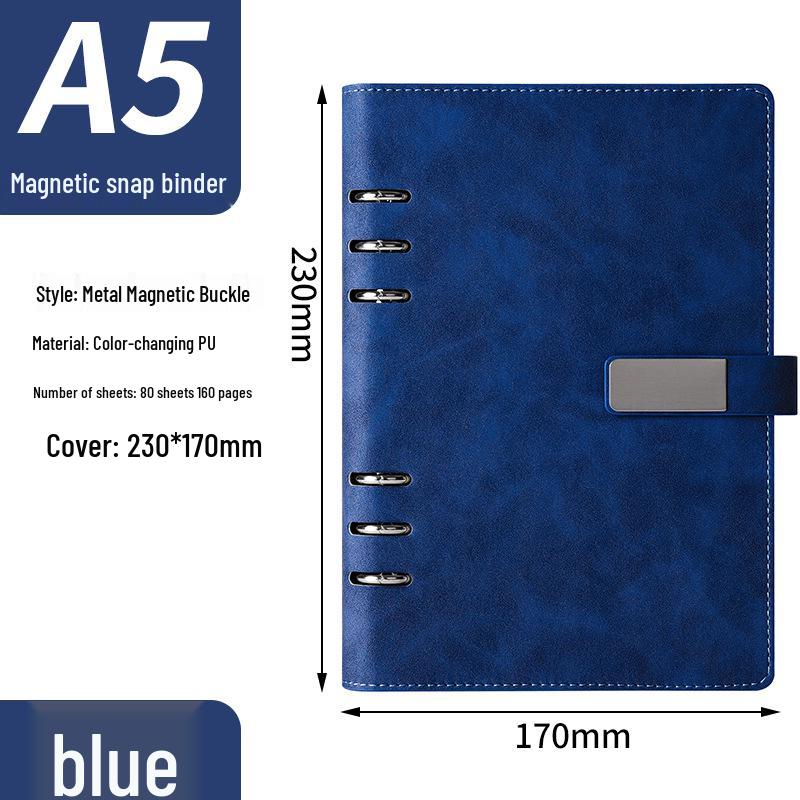 A5 Ring Binder Notebook with Custom Iron Clip, Removable Notepad, and Stylish Cover for Business or Office.