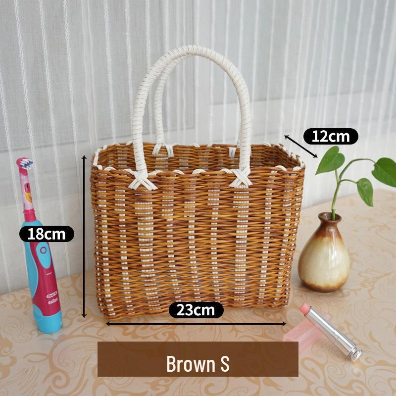 Плетеная корзина из ротанга ручной работы Винтажный стиль для похода за продуктами весенних прогулок перекусов или цветов 1340₽