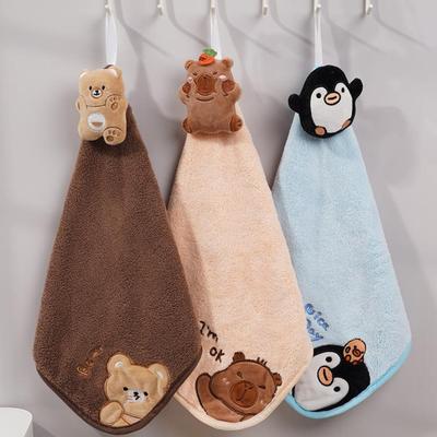Toalhas de Mão Infantis com Estampas de Animais Veludos de Corais Macios Altamente Absorventes Secagem Rápida Para Cozinhas e Banheiros