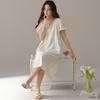 Summer Modal Short-sleeved Nightgown Women's Loose, Sweet and High-end Sense Can Be Worn Outside Medium and Long Over the Knee New Loungewear