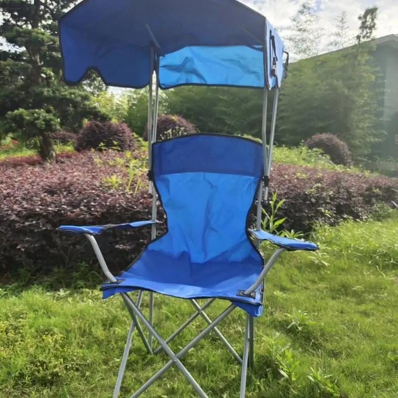 Folding Outdoor Chair Waterproof Oxford Fabric Builtin Cup Holders Foldable Comfortable For Picnics M4YD