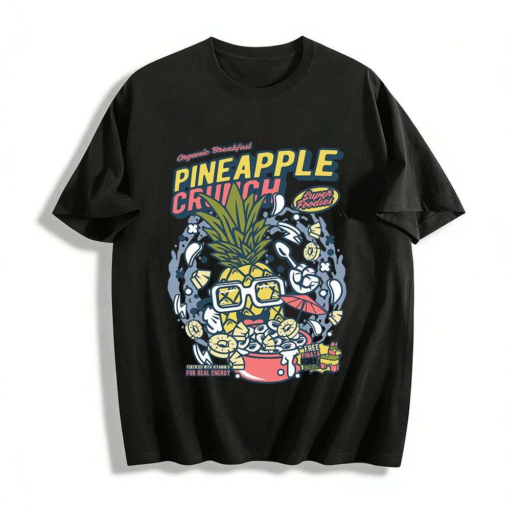 

Fun Pineapple Crunch Cereal Graphic Casual Short Sleeve Tee Pure cotton T-shirt XXS