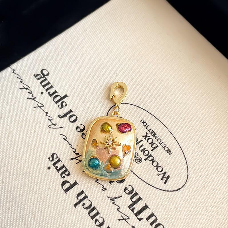 NALA Nala original design drip glaze painted necklace pendant single pendant without chain niche versatile universal clasp pendant