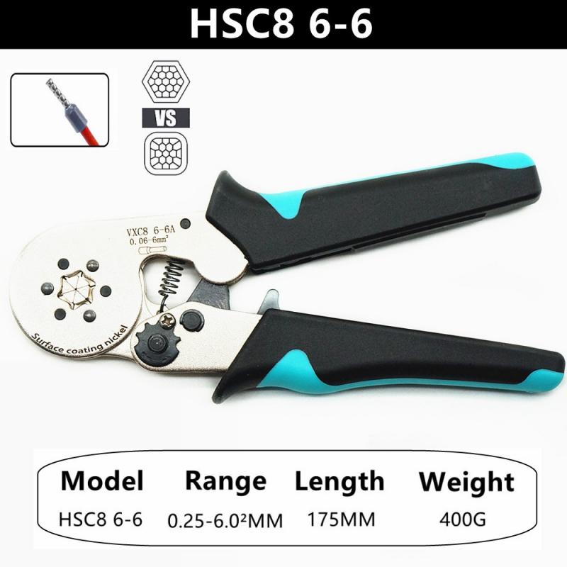 Crimping Pliers HSC8 6-4A 0.25mm²-10mm²/6-6A/16-6 0.08mm²-16mm² Tubular Terminal Ferrule Hand Tools 6-6 WHITE