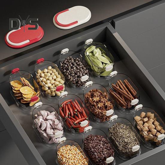 Spice Storage Box Seasoning Jar Food Grade BPA Free Large Capacity Transparent Stackable Sealed Spice Organizer