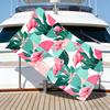 Retro Tropical Flamingo Beach Towel – Oversized Quick Dry Sand Free with Palm Leaf Print
