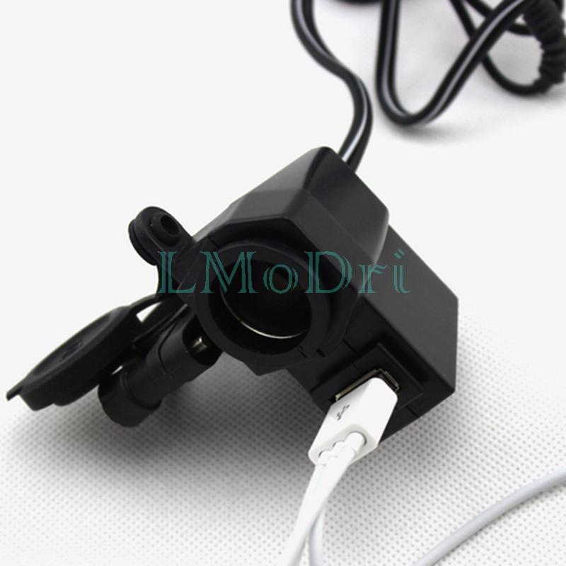 LMoDri 12V USB Motorcycle Cigarette Lighter Power Port Phone Charger Integration Outlet Socket Power