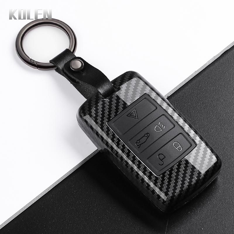 Custodia Cover Portachiavi Auto Stile Fibra di Carbonio ABS per Land Rover Range Rover Sport Evoque Velar Discovery Defender Jaguar Xe E-Pace Xf