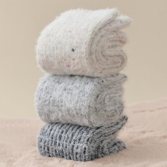 1 Pair Women Socks Highly Elastic Cozy Winter Ankle Socks Thickened Double-Sided Fleece Warm Slipper Socks