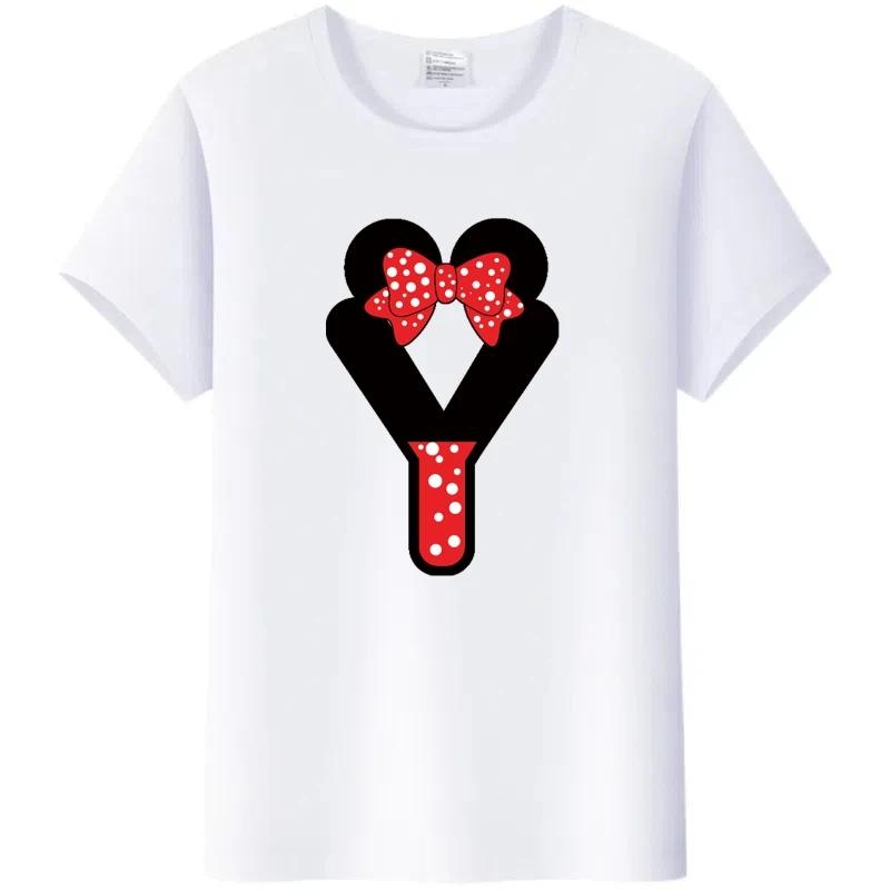 Fashion Blouses Letters Cartoon Mickey Mouse Minnie Printed Family T-Shirts Tshirt Harajuku 90S Top Gift Unisex