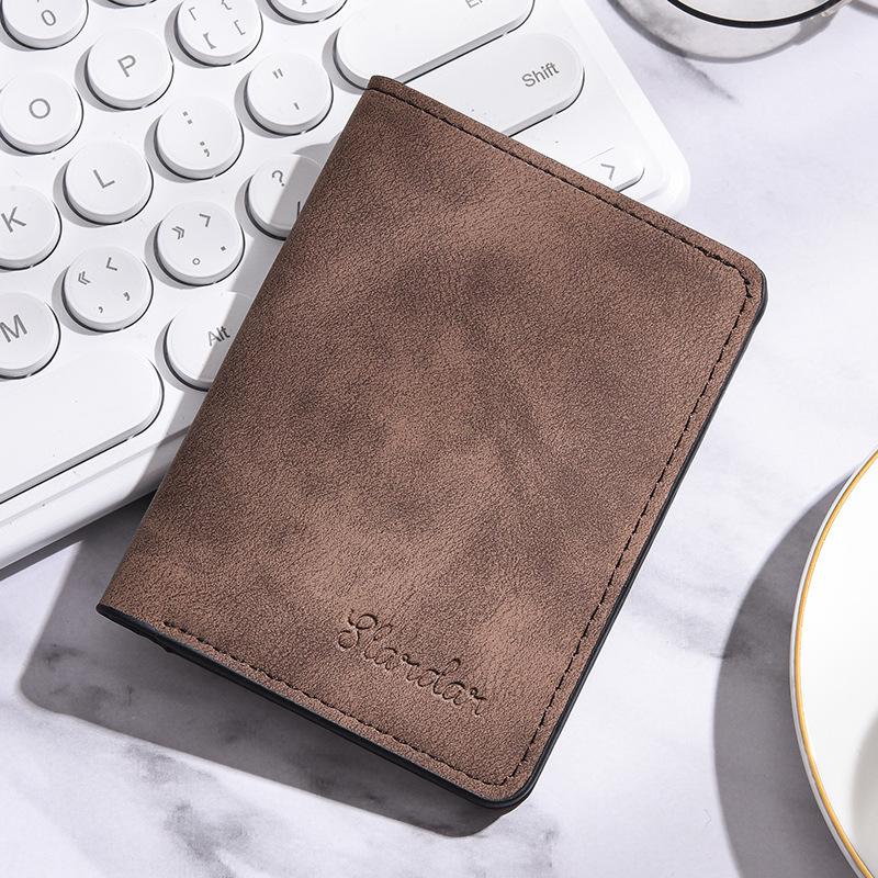 

Men s Ultra Slim Short Wallet PU Leather Card Holder Retro Multi-Card Slots Bifold Wallet Solid Color Driver s License Wallet