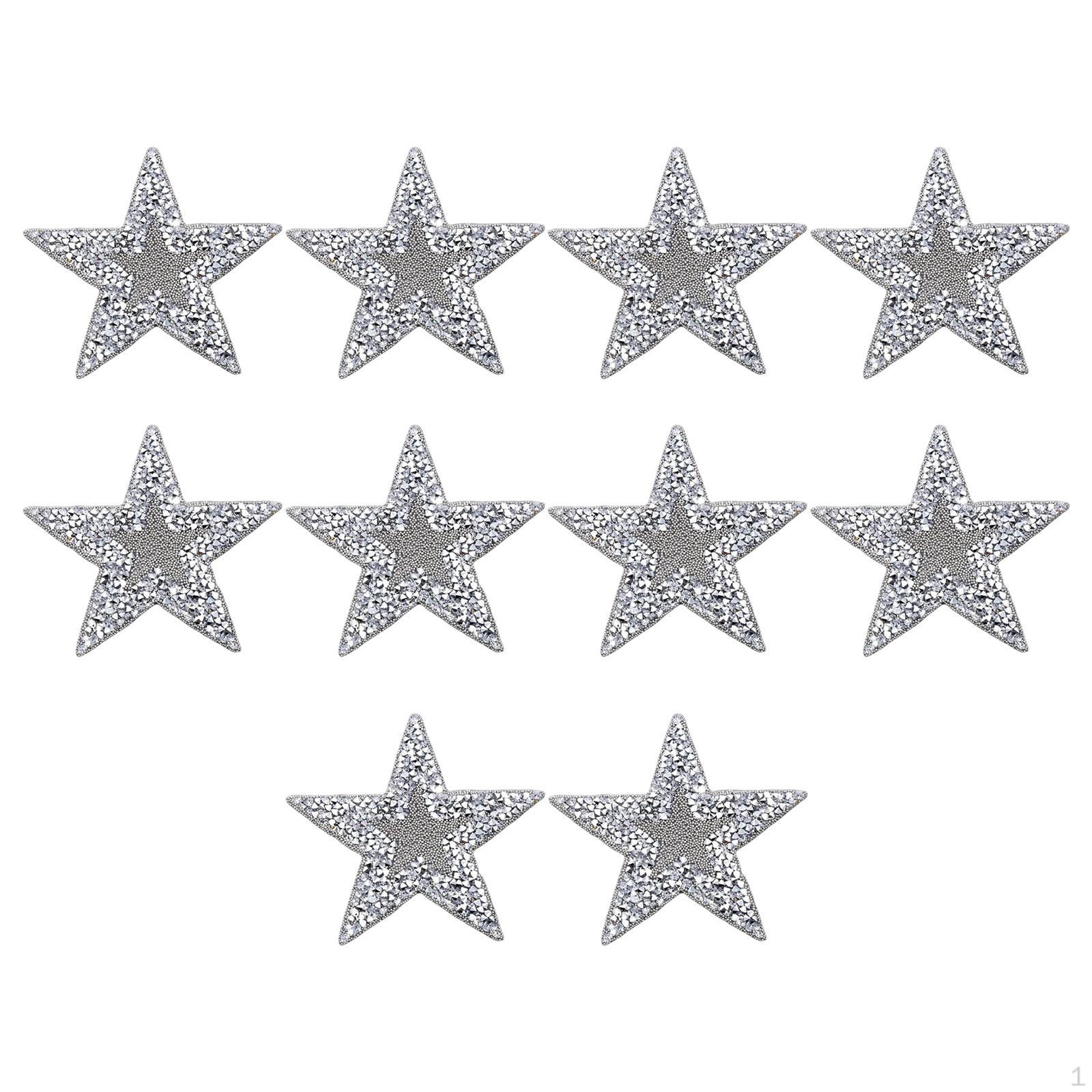 

10 Pieces Rhinestone Patches Appliques Badge for Pants Clothing Sewing Accessories Silver