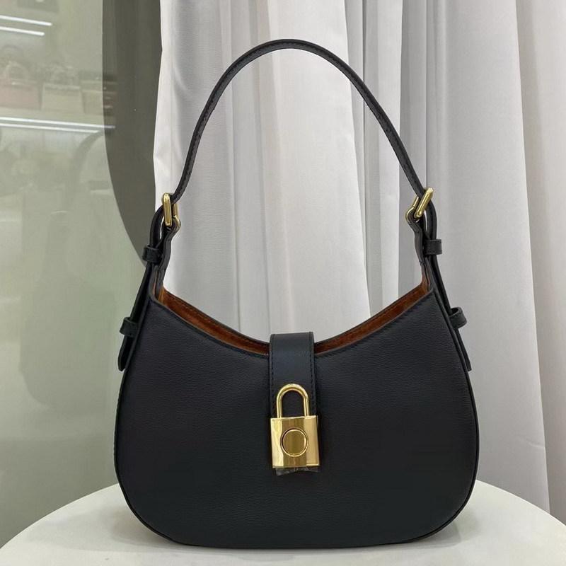 New High-end Light Luxury Cowhide Leather Lock Armpit Dumpling Bag Handbag Shoulder Bag Women's Bag