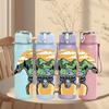 1PC Mountain Biker Rider Retro Character Print 750ml Color Plastic Sports Water Bottle Leakproof Flip Straw Lid Suitable for Sports Office Home Use