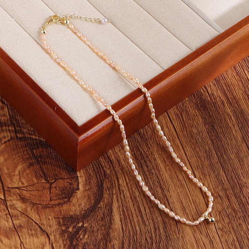 French Retro Natural Freshwater Pearl Necklace Women's Fashion Simple Temperament Neck Chain Sweater Chain Wholesale