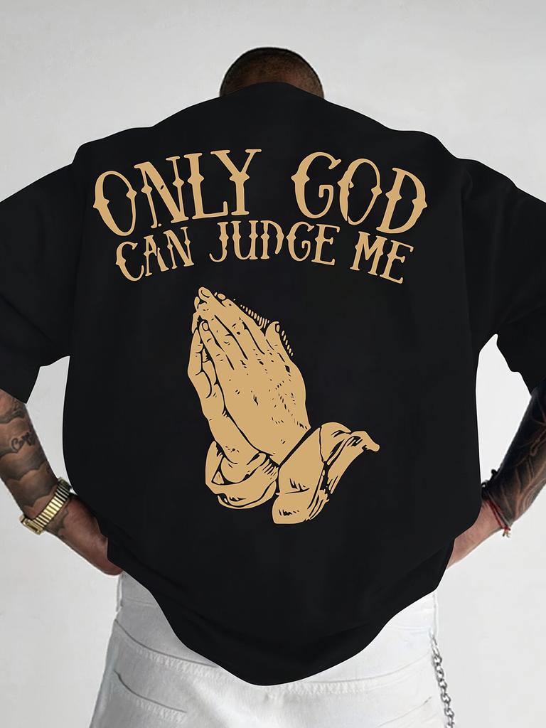Summer Bestseller Only God Can Judge Me Pattern 100 Cotton Trendy Men Tshirt Daily Outdoor Sports Party Casual Shortsleeved