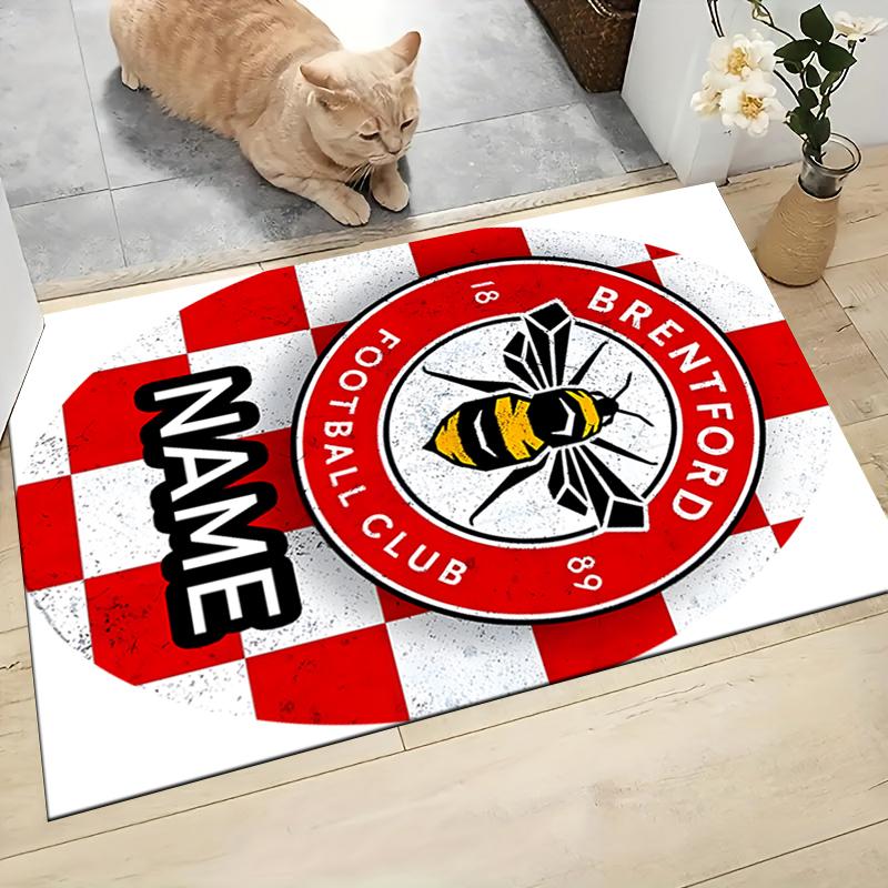 Custom Name Brentford Football Club Crest Carpet Rug Customizable Soft Washable Anti-Slip Home Living Room Sofa Mats Personalized Rug. 0909208