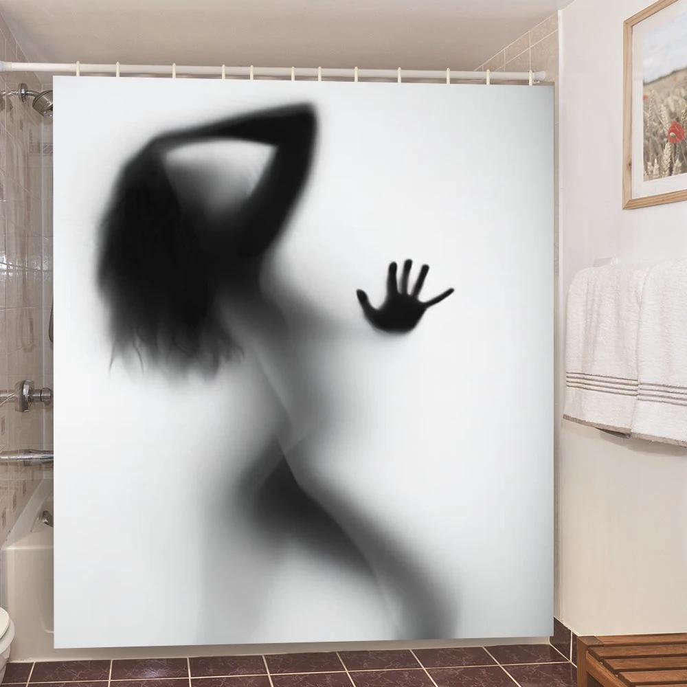 Skull Shower Curtain Waterproof Polyester Fabric Gothic Halloween Sexy Woman Love Print Shower Curtain Cortina De La Ducha
