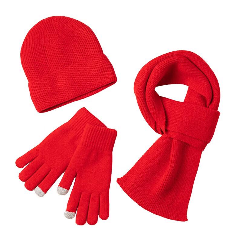 ELSYALN Unisex Hat Scarf Gloves 3-Piece Set