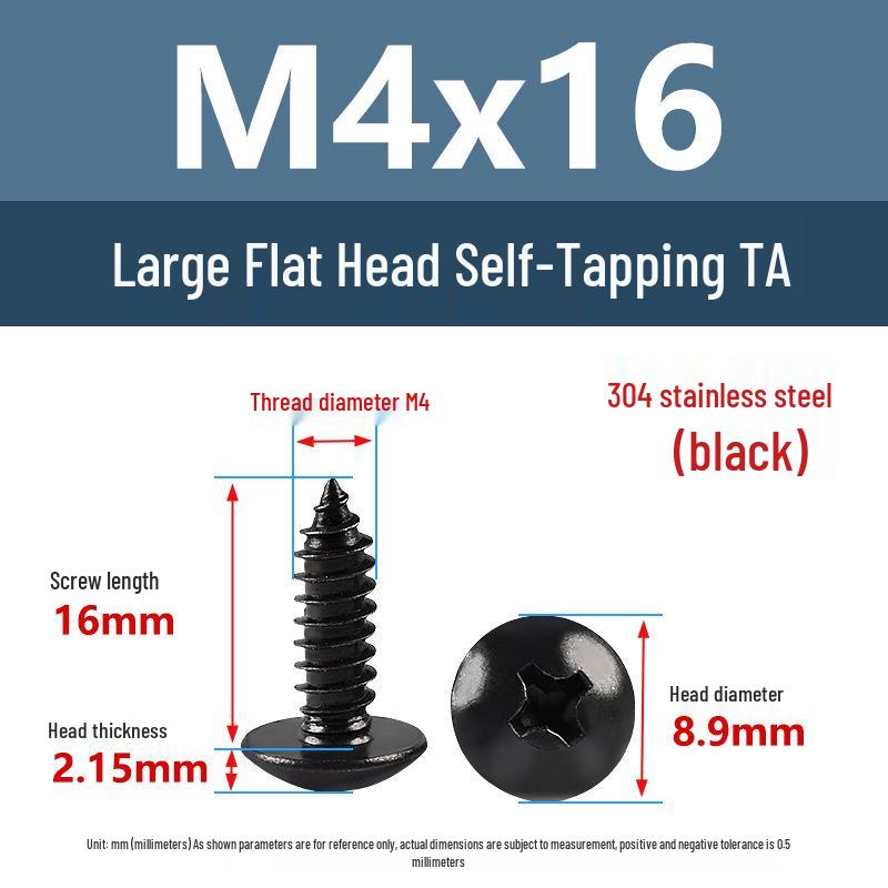 Yigu Black Zinc 304 Stainless Steel Phillips Large Flat Head Self-Tapping Screw