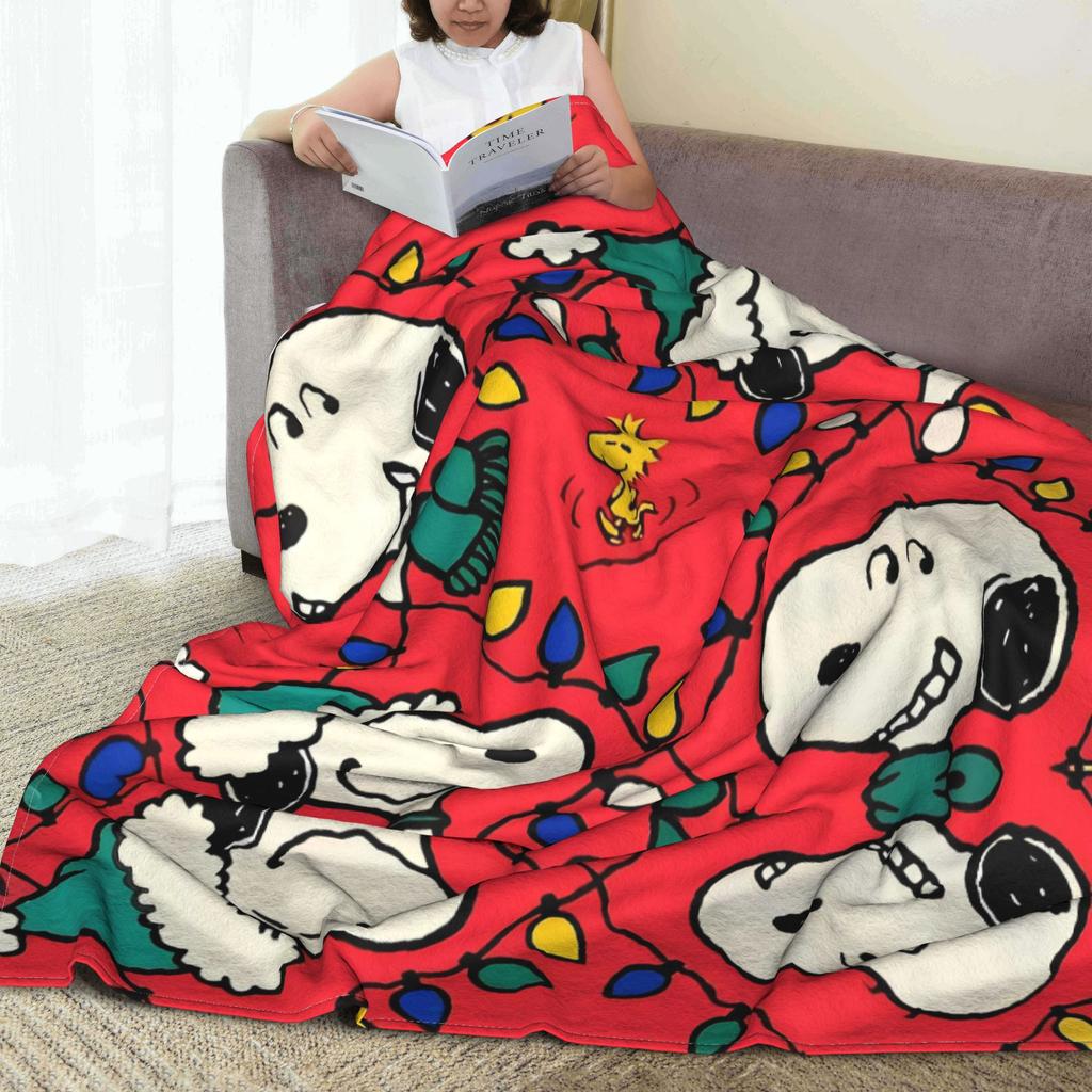 Snoopys Merry Christmas Cartoon Warm Blanket Children Plush Throw Blanket Fluffy Bedroom Flannel Bedspread Sofa Bed Cover