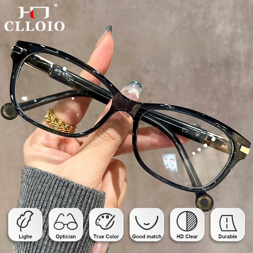 CLLOIO Retro Anti Blue Light Reading Progressive Prescription Glasses Women Simple Myopia Student Computer Protection Eyeglasses
