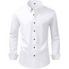 Men S Long Sleeve Formal Shirt Solid Color Stretch Black Buckle No Iron Wrinkle Resistant